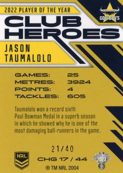 2023 NRL Traders Titanium - Club Heroes Gold #CHG17 Jason Taumalolo Back